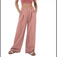 thumbnail image 1 of Pantalones de Traje Anchos para Mujer, Holgados, de Cintura Alta Elástica, Informales, Largos, Color Rosa, Talla XL, 1 of 7