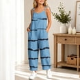 thumbnail image 6 of Girls Striped Printed Cami Jumpsuits Sleeveless Spaghetti Straps Jumpsuit Pants Casual Loose Trousers with Pockets Blue 15-16 Years, 6 of 7