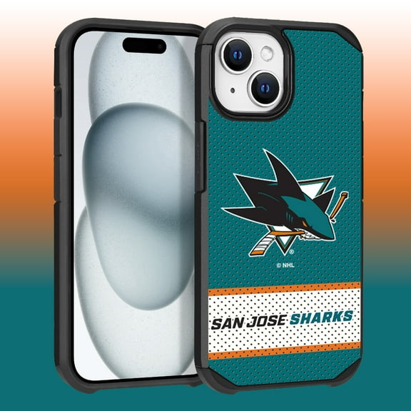 Apple iPhone 15 Plus - NHL Licensed San Jose Sharks Team Logo on Jersey Textured Dual Layer Case