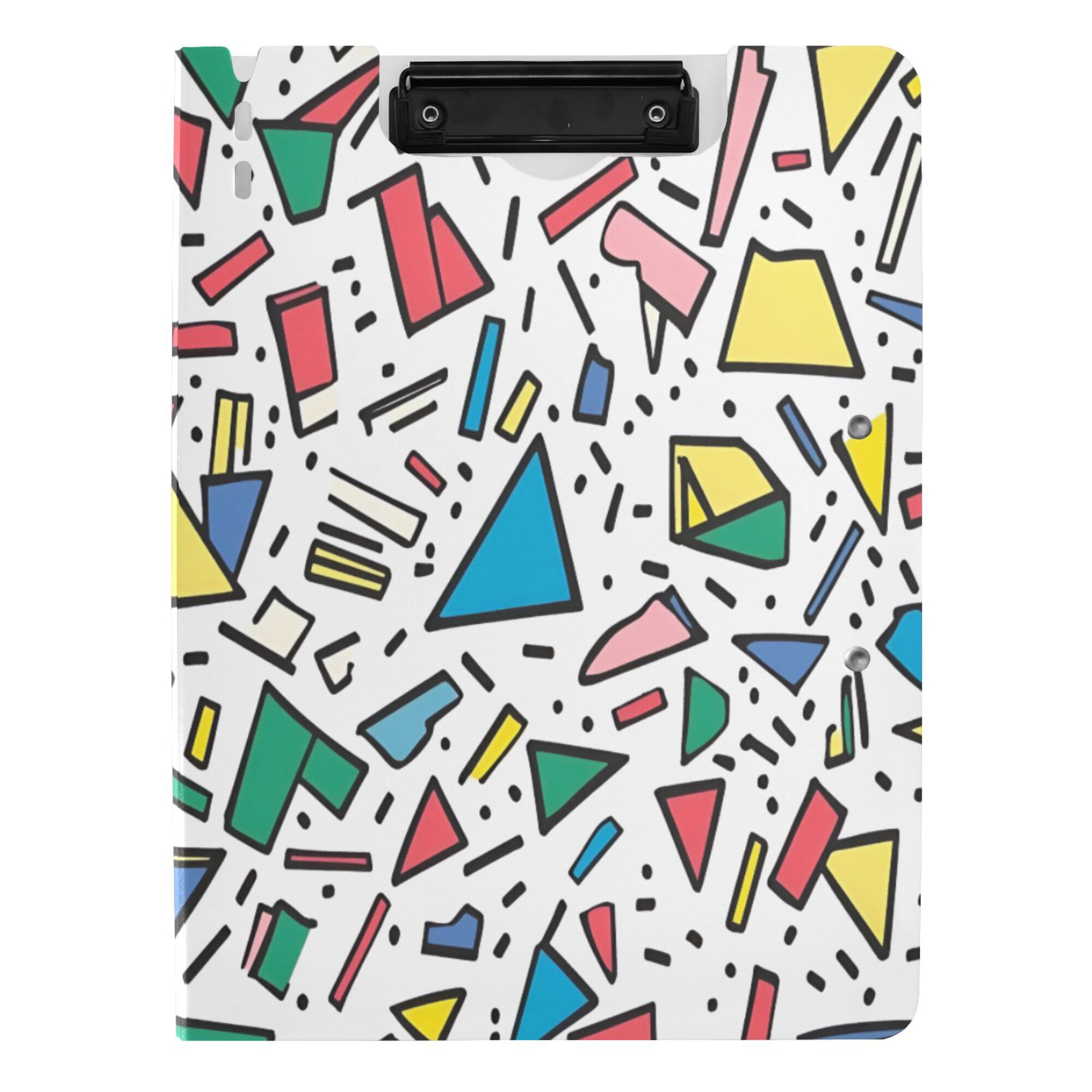 FORMRS A4 Clipboard Folder with Pen Holder Horizontal Foldable School Office Binder, Blue Triangles