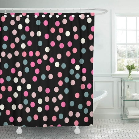 Polka Dot Bathroom Accessories - KSADK Colorful Polka Dots on Black 8 Superb Classic Pattern Scattered Confetti Fall Chaotic Abstract Bathroom Shower Curtain 60x72 inch
