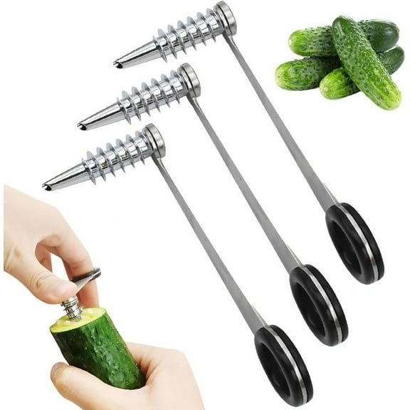 Piranha Spiral Cutting Machine, Stainless Steel Spiral Cutter for Veggies, Portable and Creativity Cucumber Potato Carrot Slicer Cutter Manual Kitchen (3pcs)