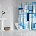 thumbnail image 3 of Navy Blue Fabric Shower Curtain - Geometric Shower Curtain Set with 12 Plastic Hooks, Water Repellent, Machine Washable, Modern Decorative Polyester Cloth Shower Curtains for Bathroom - 72x84, 3 of 4