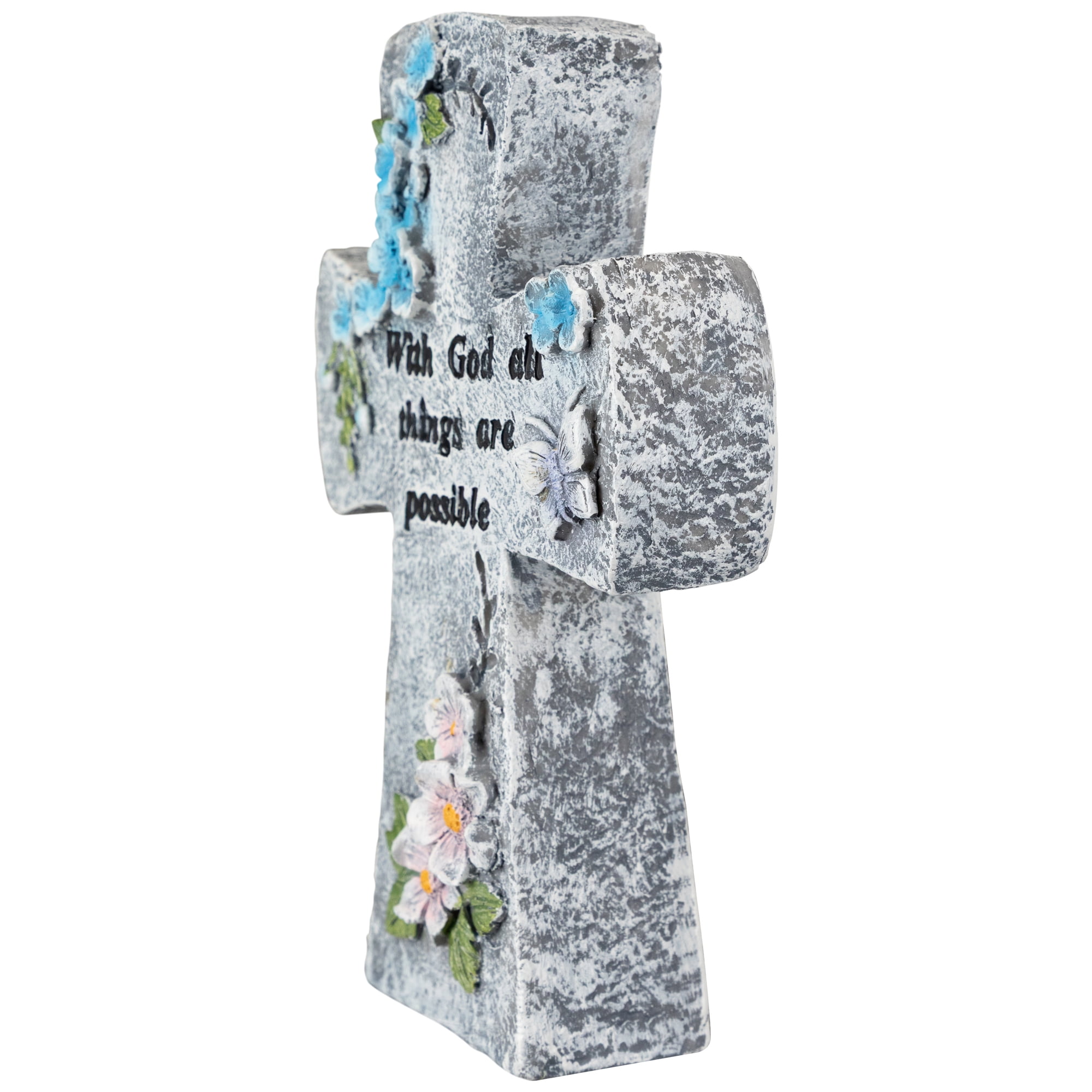 Northlight With God All Things Are Possible Floral Cross Statue - 6.75"