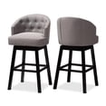 thumbnail image 3 of Baxton Studio Theron Transitional Gray Fabric Upholstered Wood Swivel Bar Stool Set of 2, 3 of 7