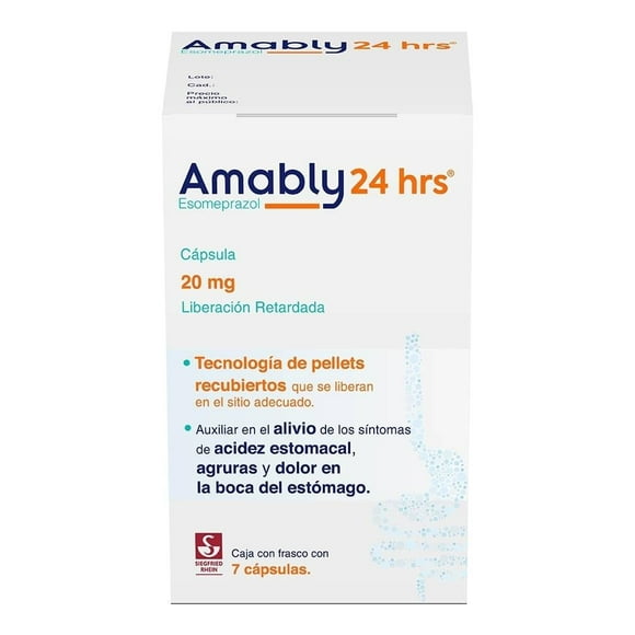 Amably Esomeprazol 20 mg liberación retardada 7 cápsulas