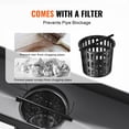 thumbnail image 4 of KFFKFF 24-Inch Rectangular Shower Drain with Square Design Grate, Matte Black, Crafted from Brushed 304 Stainless Steel, Includes Hair Strainer, Modern Linear Drain, 4 of 9