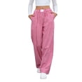 thumbnail image 2 of Pantalones Bóxer de Cuadros A Rayas para Mujer, de Algodón, para Estar en Casa, Informales, Estilo Y2K, con Bolsillos Rojo S, 2 of 9
