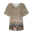 thumbnail image 4 of Fznquz Yellow Tunic Tops for Women Loose Fit Dressy Casual Short Sleeve Button up T Shirts Plus Size Floral V Neck Womens Blouses, 4 of 4