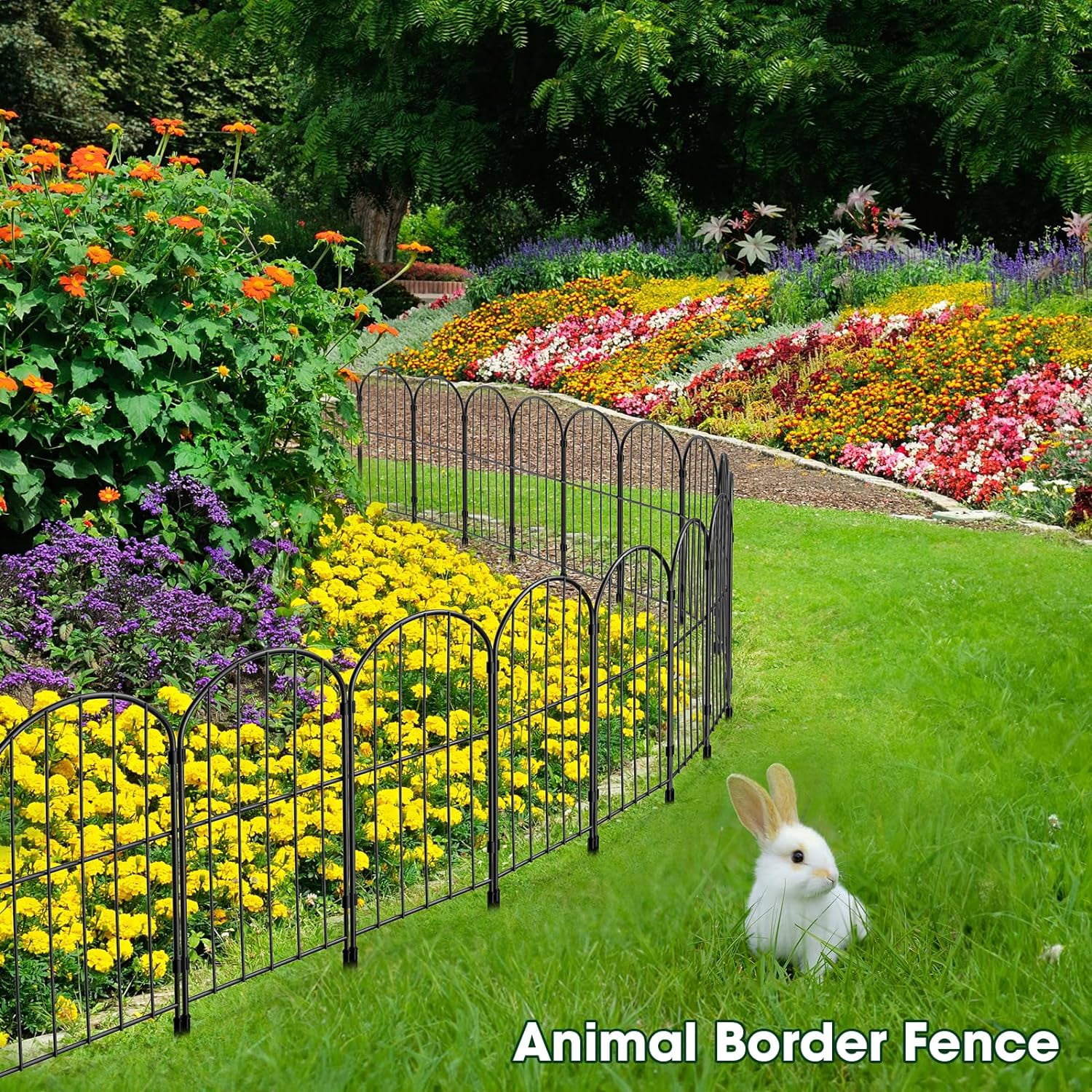 Oumilen Decorative Garden Fence 35 Panels, 37ft (L) x 22in (H) Rustproof Metal Wire, Arched
