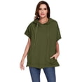 thumbnail image 1 of Sweat à Capuche Oversize à Manches Courtes pour Femmes avec Fentes Latérales, 1 of 5