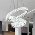 thumbnail image 1 of Lámpara Moderna de Araña LED FRIXCHUR con Cristales y 3 Aros, Luz Colgante Ajustable para Sala, Comedor, Dormitorio y Recibidor en Dorado (Blanco Frío), 1 of 9