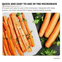 LEORX White Ceramic Microwave Bacon Pan with Deep Groove for Fat Drainage and Even Heat Cooking