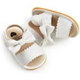 thumbnail image 5 of Infant Baby Girls Sandals Summer Crib PU Leather Bowknot Soft Anti-Slip Rubber Sole Toddler First Walkers Shoes, 5 of 6