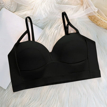 Stock Up and Save: Womens Bras No Underwire  Sujetadores para mujer sin aros  Women s Non Steel Ring Style Printed Gathered Middle Button Breathable Underwear Daily Bra SOPATENOR Black M