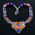thumbnail image 2 of Red Coral Lapis Lazuli 925 Sterling Silver Tibetan Nepali Necklace 18" VJ 6804, 2 of 5