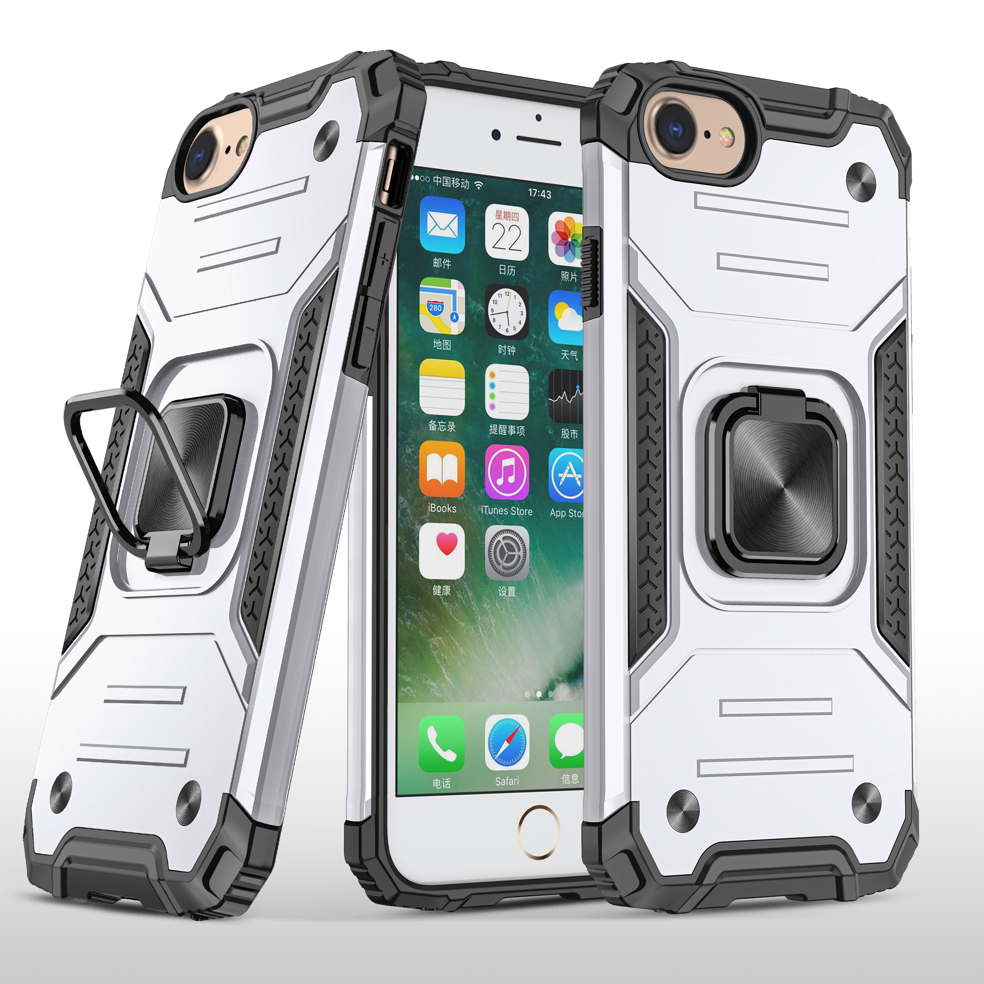 Allytech Iphone Se 22 Case With Stand Iphone Se Case Iphone 8 7 Case Military Grade Protection Shockproof Compatible With Car Mount Anti Scratch Case Cover For Apple Iphone Se 22 Silver Walmart Com