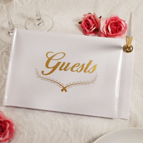 Gold Reception Guest Book with Pen