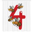 thumbnail image 3 of Number Shower Curtain, Character Four with Hardworking Honey Bees Business Success Print, Fabric Bathroom Set with Hooks, 69W X 75L Inches Long, Orange Dark Brown Vermilion, by Ambesonne, 3 of 3