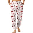 thumbnail image 2 of Domuza Valentines Day Pajamas for Men Cute Hearts Drawstring Stretch Waist Jogger Pj Pants Loose Fit Lightweight Lounge Sleep Pants Wine L, 2 of 7