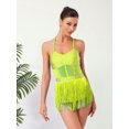 thumbnail image 3 of YiZYiF Womens Shiny Jazz Latin Dance Leotard Tassel Bodysuit Stage Shows Dancing Party Dress Fluorescent Yellow M, 3 of 6