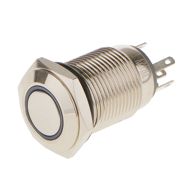 1 Piece de Switch de 12V Momentáneo LED de material acero Inoxidable de Azul compatible con Automóvil Coche Yotijar Empuje el interruptor de botón