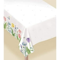 Amscan Tulip Garden, Flannel Back Spring Party Table Cover, 52" x 90"