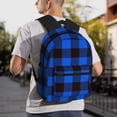 thumbnail image 2 of Wukai Buffalo Plaid Blue Black Versatile Backpack:Spacious,Organized,Comfortable,Ideal for Travel and Everyday Use with Multiple Pockets and Padded Straps, 2 of 8