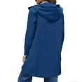thumbnail image 5 of XUNKUSGA Women Rain Jacket Long Sleeve Waterproof Windproof Raincoats for Women with Hood Solid Color Snap Button Down Long Casual Outerwear with Pocket S-2XL Blue, 5 of 6