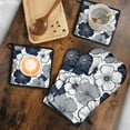 thumbnail image 5 of Blue Pioneer Flower Kitchen Oven Mitt and Pot Holder Sets 4 Pcs for Baking, Cooking and Grilling, Heat Resistant Up To 392 °F, 5 of 7
