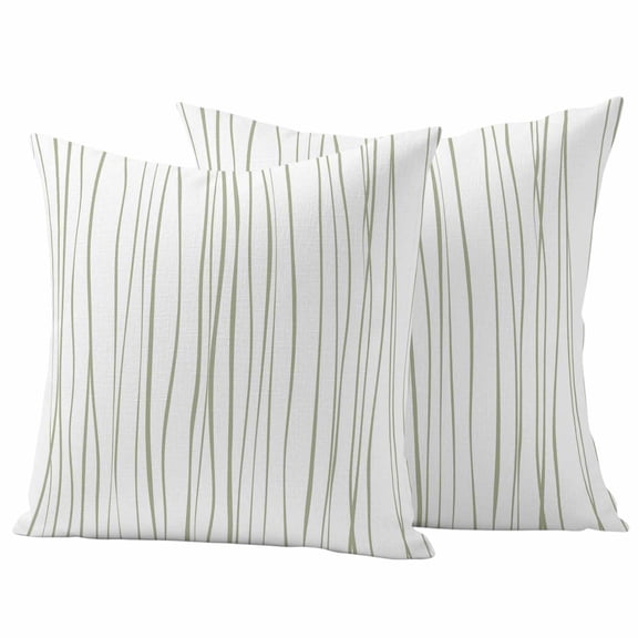 Sage Green Outdoor Waterproof Pillow Covers, Abstract Lines Gradient Minimalist Modern Decorative Square Throw Pillowcase Sofa Cushion Sham for Patio/Couch/Chair, 16"x16" 2 Pack