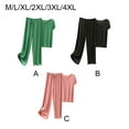 thumbnail image 3 of Minnieouse Conjunto de pijama de satén de seda helada para mujer, camiseta de algodón con cuello en V, pantalones holgados con cintura conjuntos de ropa Rosa METRO, 3 of 6