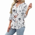 thumbnail image 4 of Ronuti Womens T-shirts 3/4 Sleeve Henley Tops for Women Ladies Premium Printed T-shirt Solid color Tops, 4 of 8