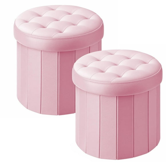Otomana Storage Otoman tipo cesta con almacenamiento, terciopelo, color rosa, 35 x 35 x 33 cm