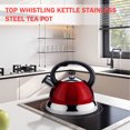 thumbnail image 3 of Luzkey Top Whistling Kettle Stainless Steel Tea Pot Heat Handle Tea Kettle Boiling Cookware for Electric Cooktop Induction Cookers Red, 3 of 15