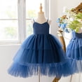 thumbnail image 3 of Dpytoraw Girls Formal Dress Sleeveless Tiered Gown With Train For Party Pageant Girls Sleeveless Dresses For Vacation,Blue Size 6-7 Years, 3 of 5