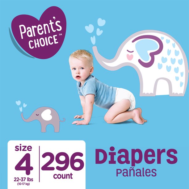 Parent's Choice Diapers, Size 4, 296 Diapers (Mega Box)