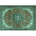 thumbnail image 1 of Ahgly Company Indoor Rectangle Medallion Turquoise Blue Traditional Area Rugs, 2' x 4', 1 of 4