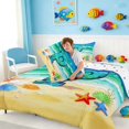 thumbnail image 4 of Manfei Cartoon Initial P Beach Seashell Starfish Queen Comforter Set for Kids Boys and Girls, Nautical Alphabet Print Bedding Comforter Set, Stars Reversible 3-Piece, 1 Comforter and 2 Pillowcases, 4 of 6
