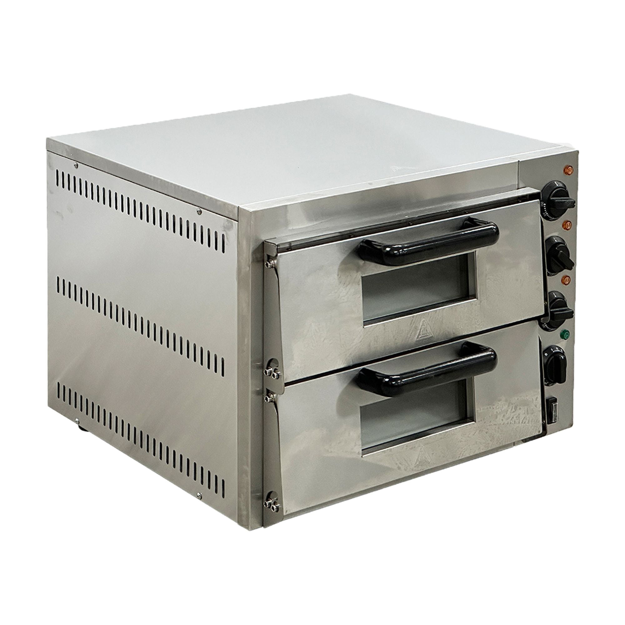 3000W Stainless Steel Double Deck Pizza Oven  NSF Certified Commercial Countertop Bakery Oven, 240V