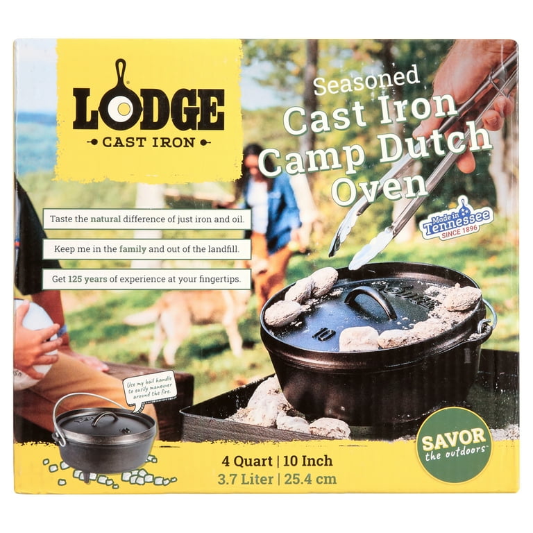 Lodge Quart Cast Iron Cooking Campfire Pot, Seasoned Dutch Oven