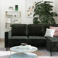 thumbnail image 3 of CosmoLiving Strummer Reversible Sectional Sofa Couch, Black Velvet, 3 of 16