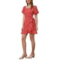 thumbnail image 4 of Vestido Floral de Manga Abullonada de INSPIRE CHIC con Escote Cuadrado y Cintura Ajustable XL Rojo, 4 of 6