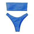 thumbnail image 4 of Afdoent Womens Bikini Sets Women Two Piece Solid Color Swimwear High Waisted Split Swimsuit Bikini Beachwear Padded Swimwear Beachwear, 4 of 6