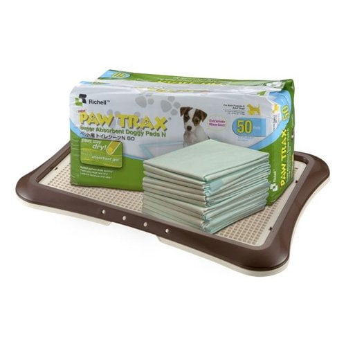 Richell Paw Trax Mesh Pet Training Tray & 50 Doggy Pads