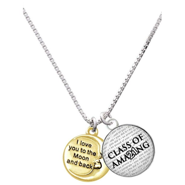 Delight Jewelry Goldtone I Love You To The Moon And Back Dome Class Of Ama21ng Charm Necklace Walmart Com Walmart Com