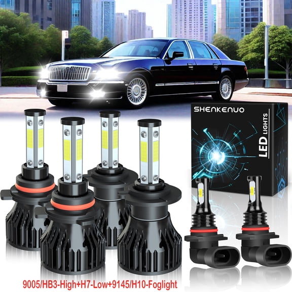 For Lincoln Town Car 2003-2007 2008 2009 2010 2011 9005 H7 High&Low Beam LED Headlights 9145 Fog Lights 6pcs