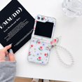 thumbnail image 2 of Cute Transparent Case for Samsung Galaxy Z Flip 6(2024 Release),Beautiful Print Design with Pearl Wrist Chain Shockproof Galaxy Z Flip 6 Phone Cover (Flower), 2 of 9