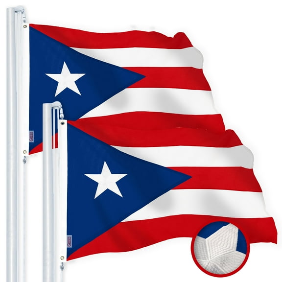 G128 2 Pack: Puerto Rico Puerto Rican Flag | 1x1.5 Ft | StormFlyer Series Embroidered 220GSM Spun Polyester | Embroidered Design, Indoor/Outdoor, Brass Grommets, Heavy Duty, All Weather
