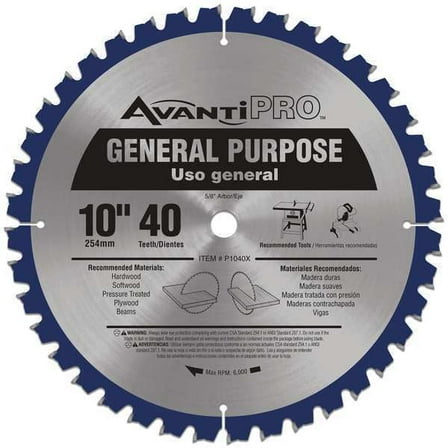 Avanti Circular Saw Blade,10 in Blade,40 Teeth P1040X